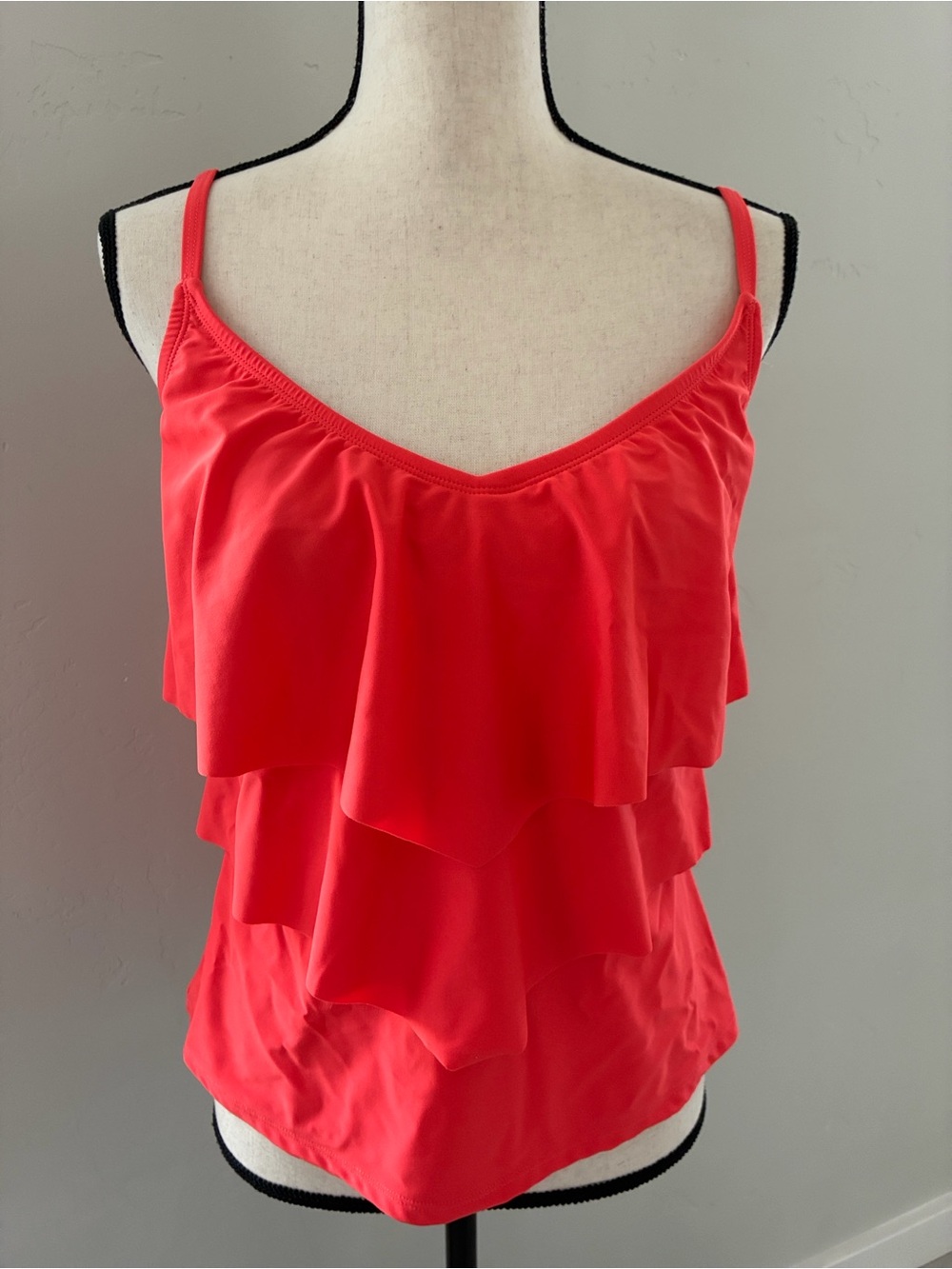 Ellen Tracy Bright Coral Layered Tankini & Bottoms